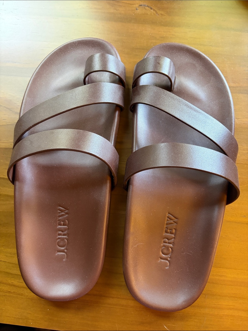 J. Crew Women's Kira Toe Ring Brown Leather Sandals New w/out box